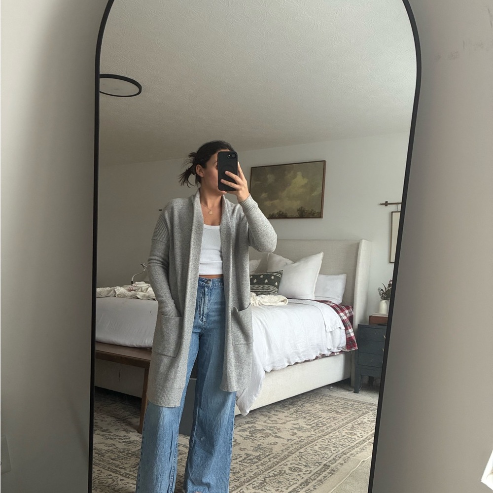 Athleta Gray Open-Front Cardigan